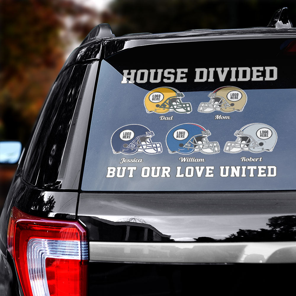Personalized Family Football Team Car Decal - House Divided, Love United Decal Sticker PopCulturePrints