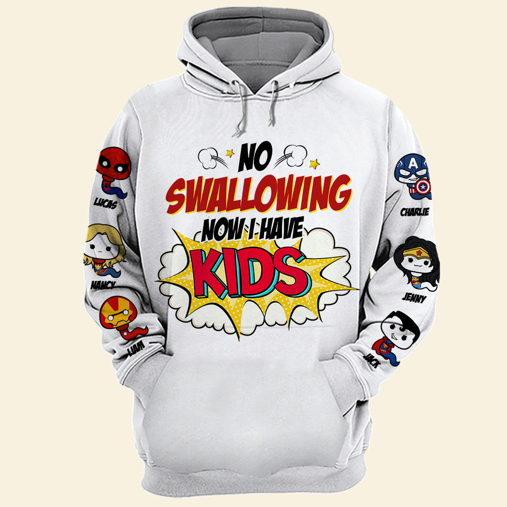 No Swallowing, Now I Have Kids - Personalized Funny Mom Shirt - Gift for Mom, Grandma, and New Parents AOP Products PopCulturePrints