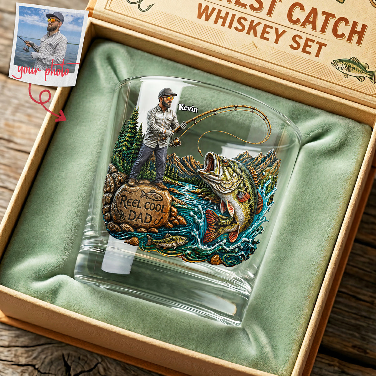 Reel Cool Dad - Personalized Fishing Dad Drinking Glass | Unique Gift for Dads & Grandpas Glass PopCulturePrints
