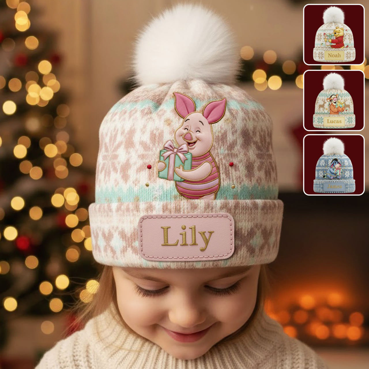 Cute Christmas Bobble Beanie Hat - Personalized Gifts for Kids and Loved Ones Hat PopCulturePrints