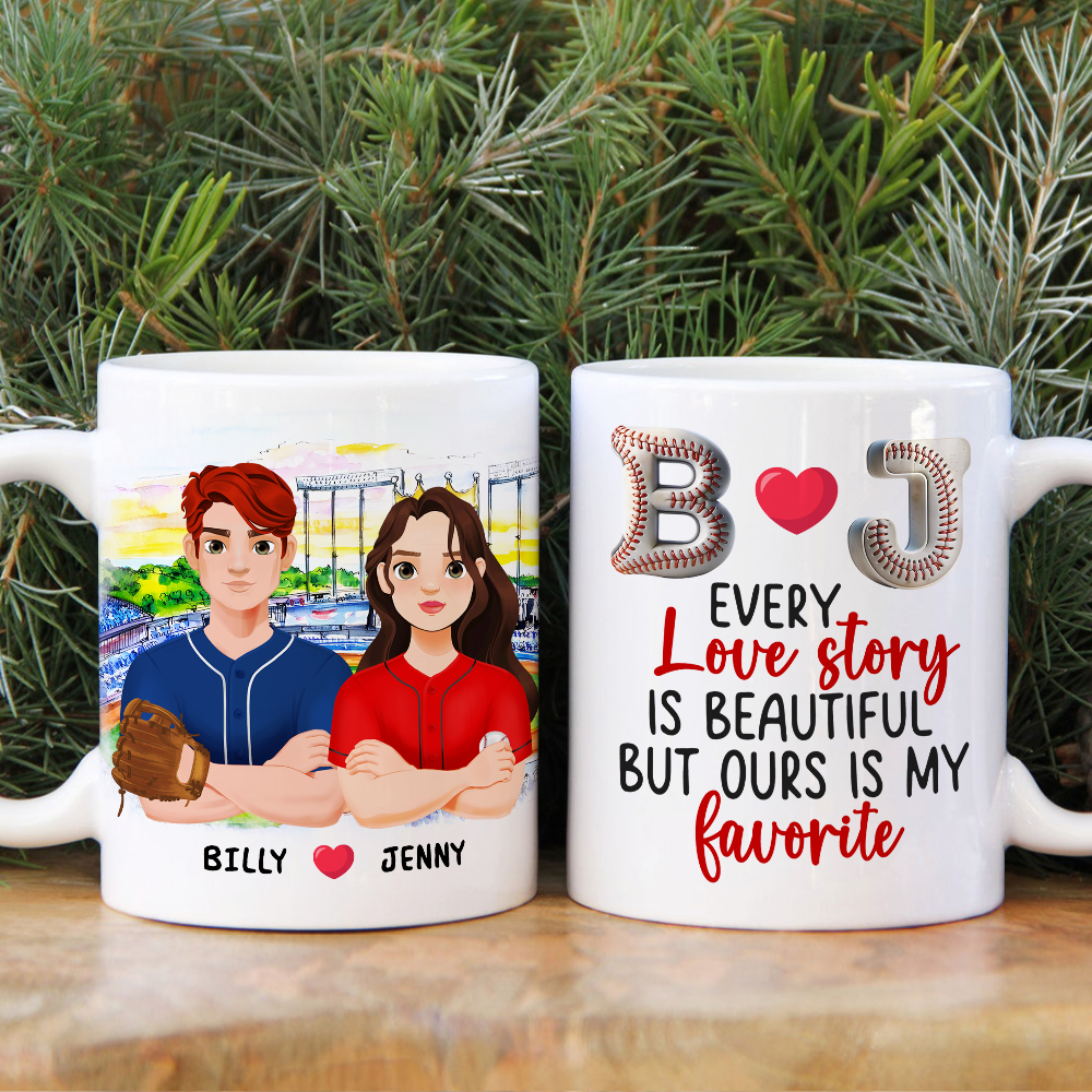 Custom Baseball Couple Mugs - Perfect Valentine’s Day Gifts for Baseball Lovers Coffee Mug PopCulturePrints