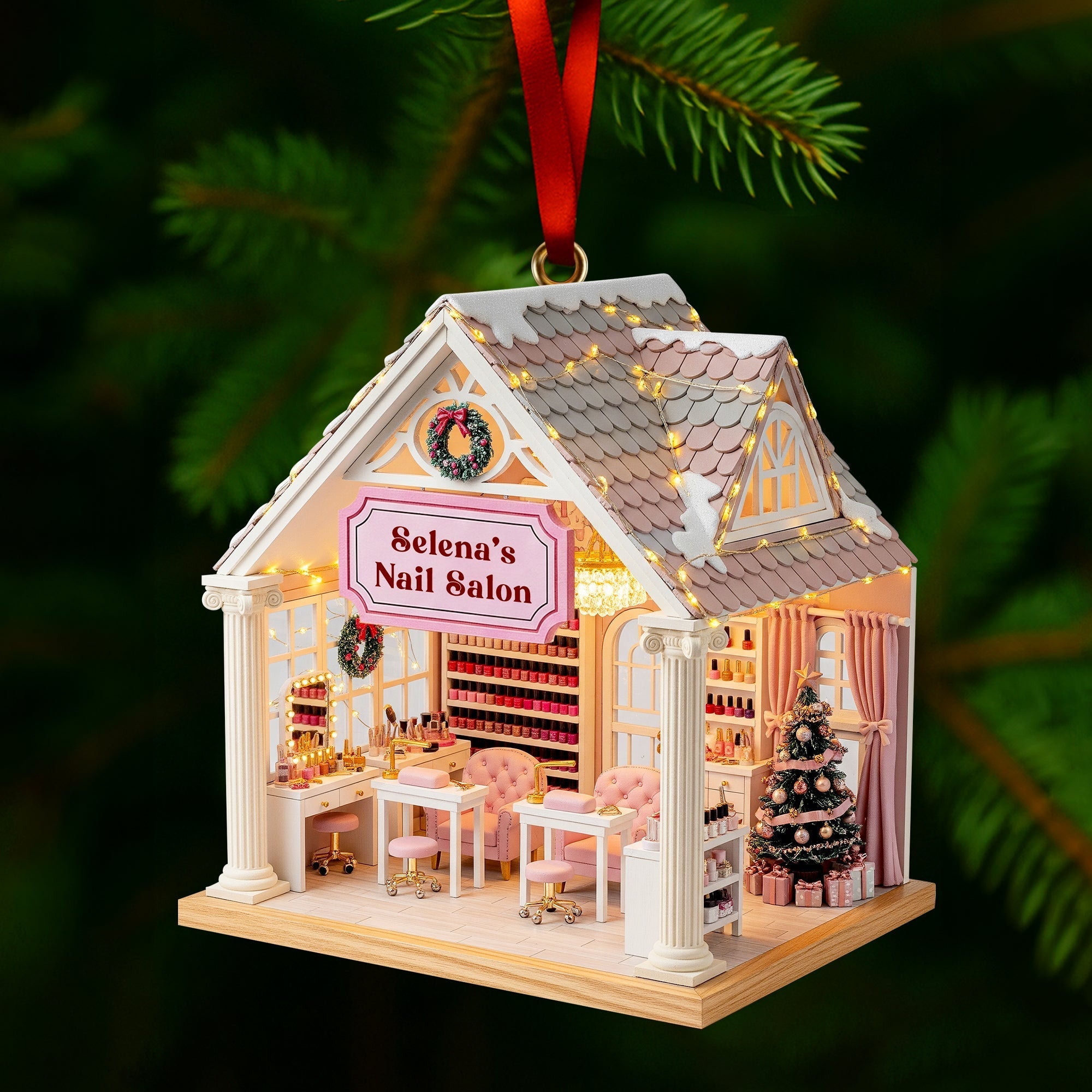 “Your Perfect Nail Retreat Awaits” - Nail Salon Miniature Acrylic Ornament - Personalized Gift for Her Ornament PopCulturePrints