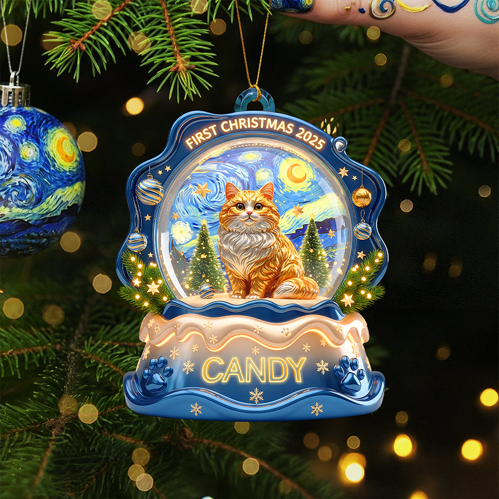 "Celebrate Your Feline Friend - Slay Cat Christmas Ornament" - Personalized Gift for Cat Lovers Ornament PopCulturePrints