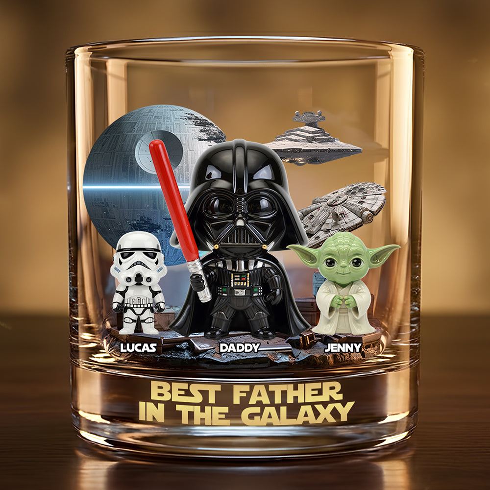 “Best Father In The Galaxy” - Personalized Glass Mug for Dads Glass PopCulturePrints