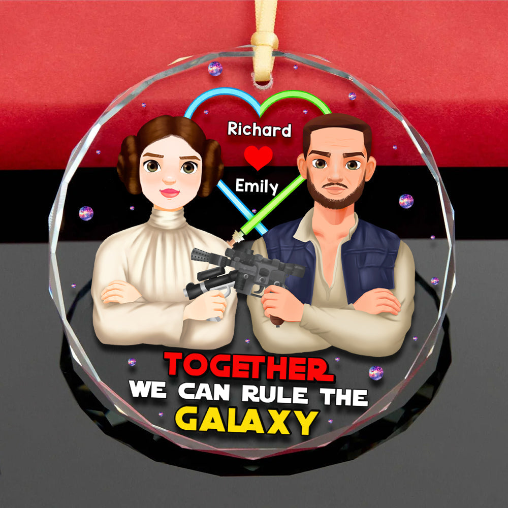 Personalized Galactic Couple Crystal Ornament - Perfect Valentine's Day Gifts for Sci-Fi Lovers Ornament PopCulturePrints