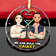 Load image into Gallery viewer, Personalized Galactic Couple Crystal Ornament - Perfect Valentine&#39;s Day Gifts for Sci-Fi Lovers Ornament PopCulturePrints
