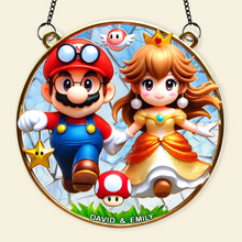 Load image into Gallery viewer, Personalized Mario &amp; Princess Peach Suncatcher Ornament for Couples Ornament PopCulturePrints
