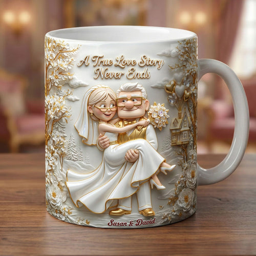 A True Love Story Never Ends - Personalized Lifelong Love Coffee Mug for Couples Coffee Mug PopCulturePrints