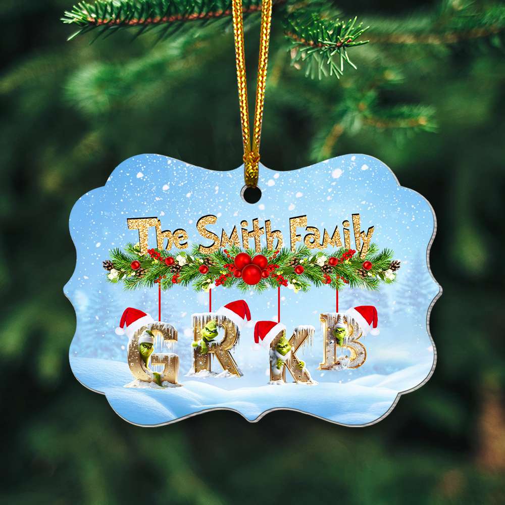 Personalized Family Christmas Ornament - Custom Alphabet Design