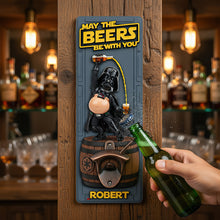 Load image into Gallery viewer, “May the Beers Be With You” - Personalized Cosmic Brew Wall Bottle Opener - Gift for Space Lovers
