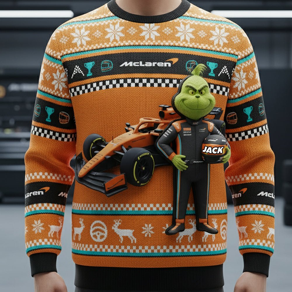 Rev Up Your Style: Green Monster Ugly Sweater - Customizable Gift for Car Lovers AOP Products PopCulturePrints