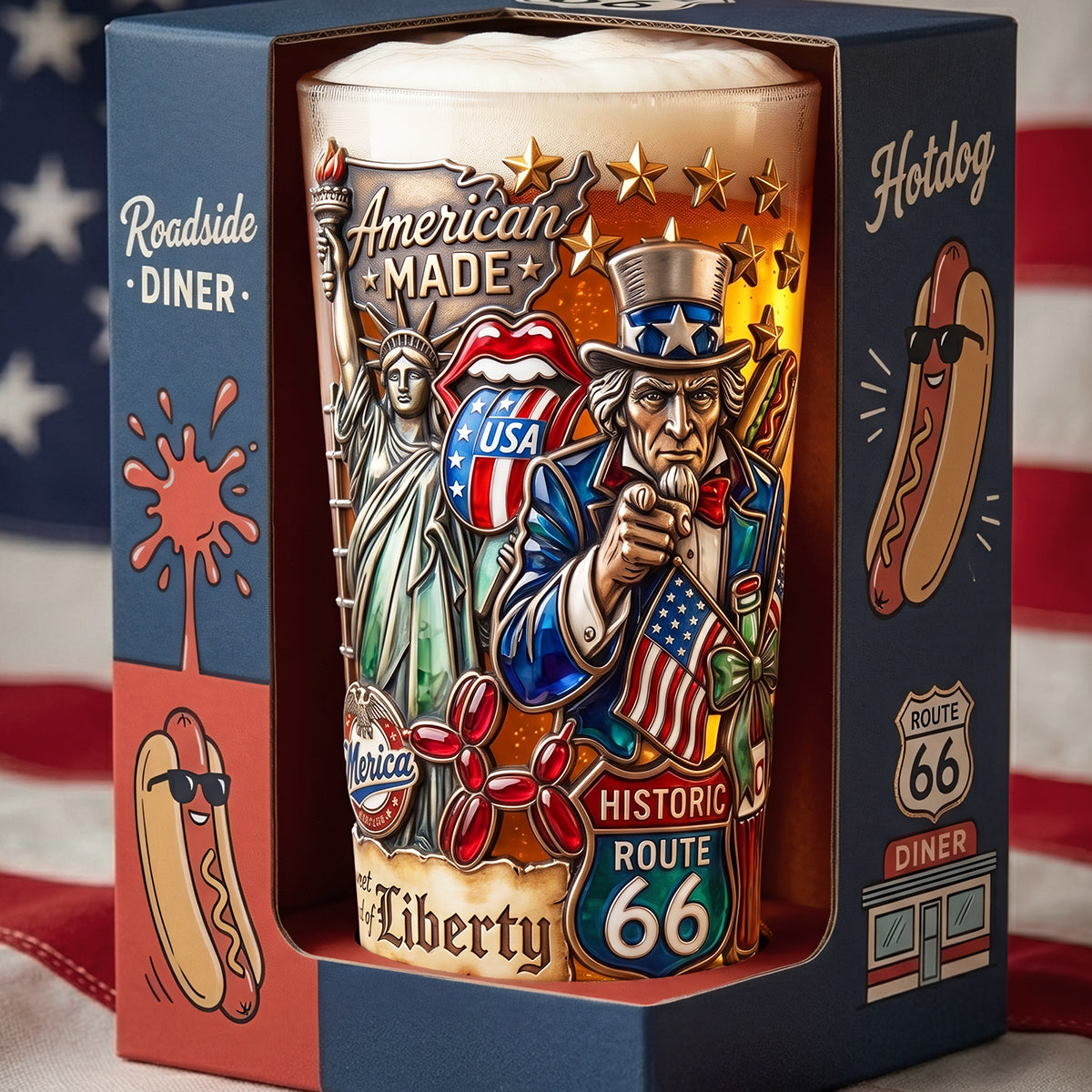 "Celebrate Your Patriotism!" - Personalized Patriotism Beer Glass - Custom Gifts for Veterans, Friends, and Family