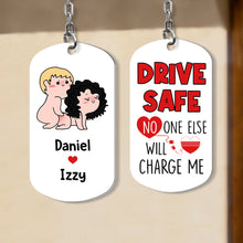 Load image into Gallery viewer, Personalized Couple Keychain - Drive Safe Keychains PopCulturePrints
