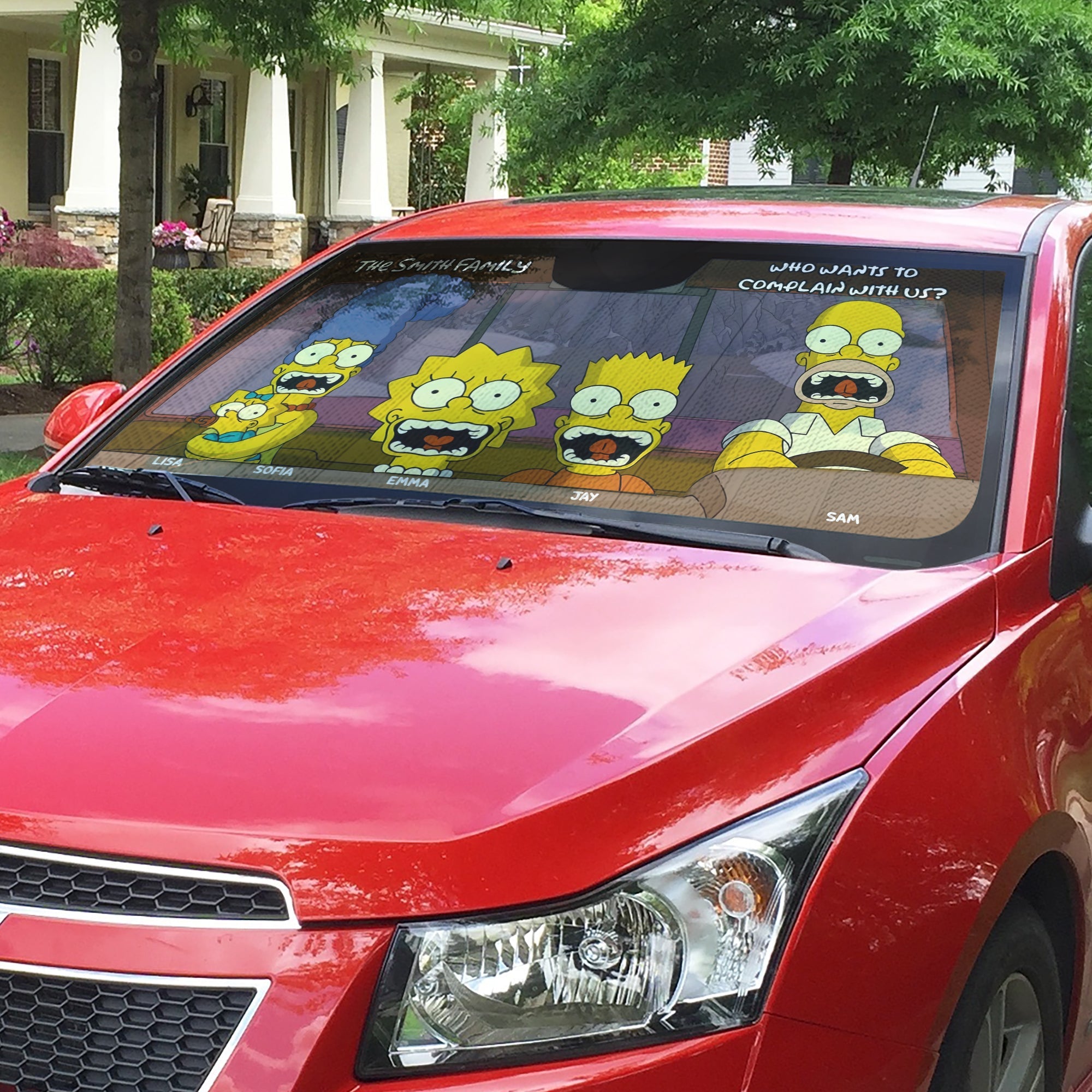 Personalized Family Cartoon Windshield Sunshade - Custom Names