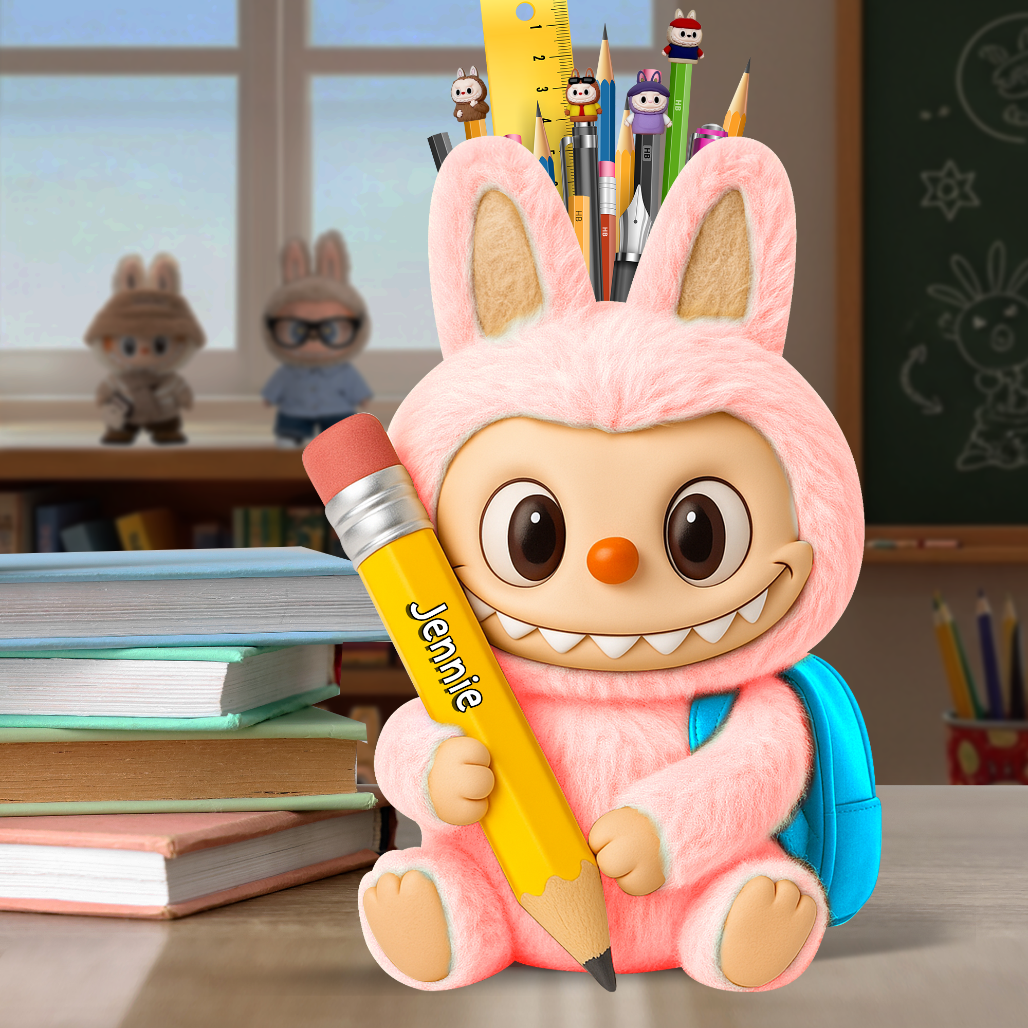 Fluffy Buddy Wooden Pen Holder - Your Personalized Gift for Kids Pen Holder PopCulturePrints