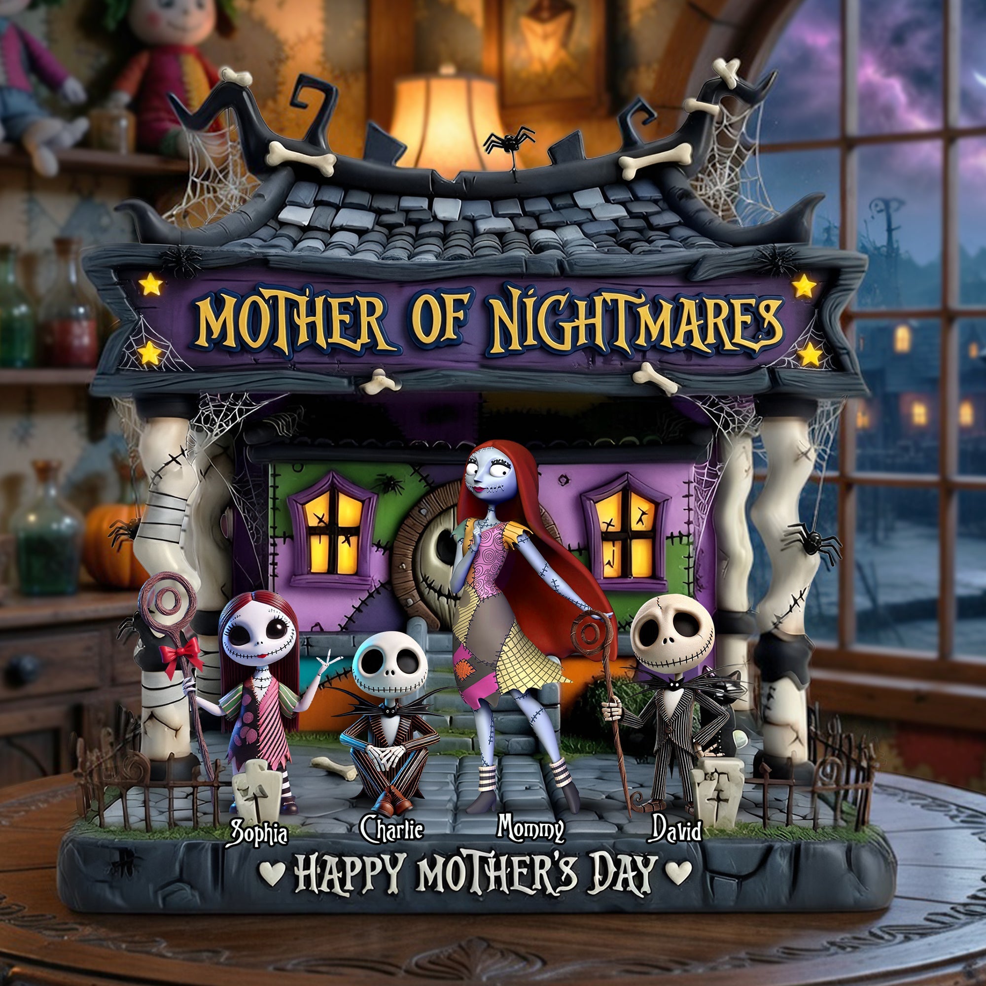 “Celebrate the Spooky Side of Motherhood!” - Custom Spooky Mom And Kids Acrylic Plaque - Unique Gift for Mom, Grandma, and More Shaped Plaques PopCulturePrints