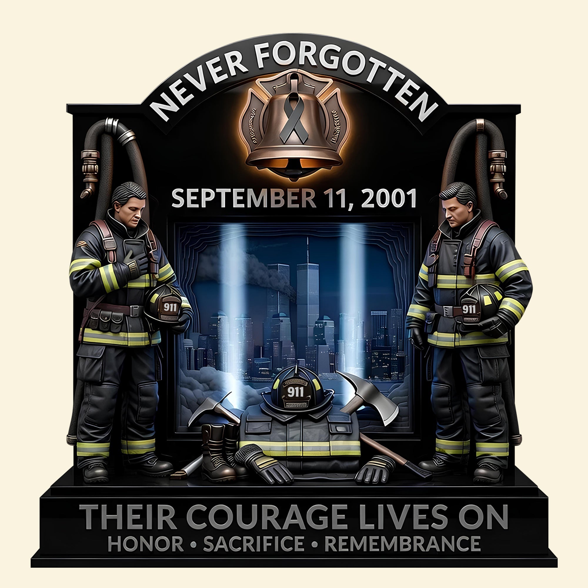 “Their Courage Lives On” - Memorial Acrylic Plaque - Personalized Gifts for Firefighters Shaped Plaques PopCulturePrints
