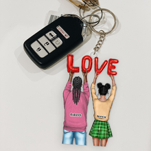 Load image into Gallery viewer, Personalized Love Keychain for Couples - Customizable Gift Keychains PopCulturePrints
