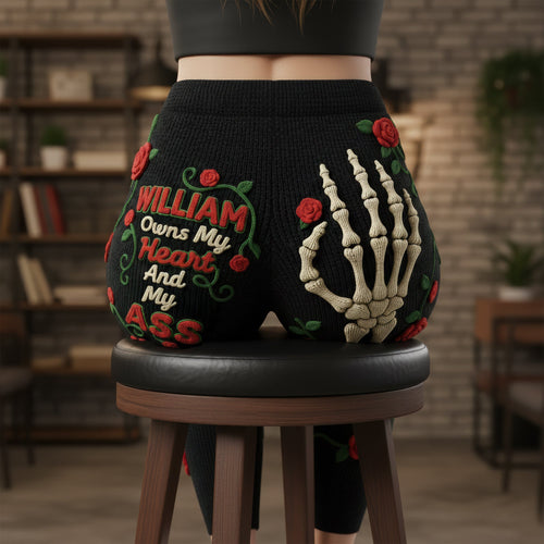 “Embrace Your Boldness with Our Naughty Skeleton Hands Leggings” - Personalized Custom Gift for Her Shorts and Pants PopCulturePrints
