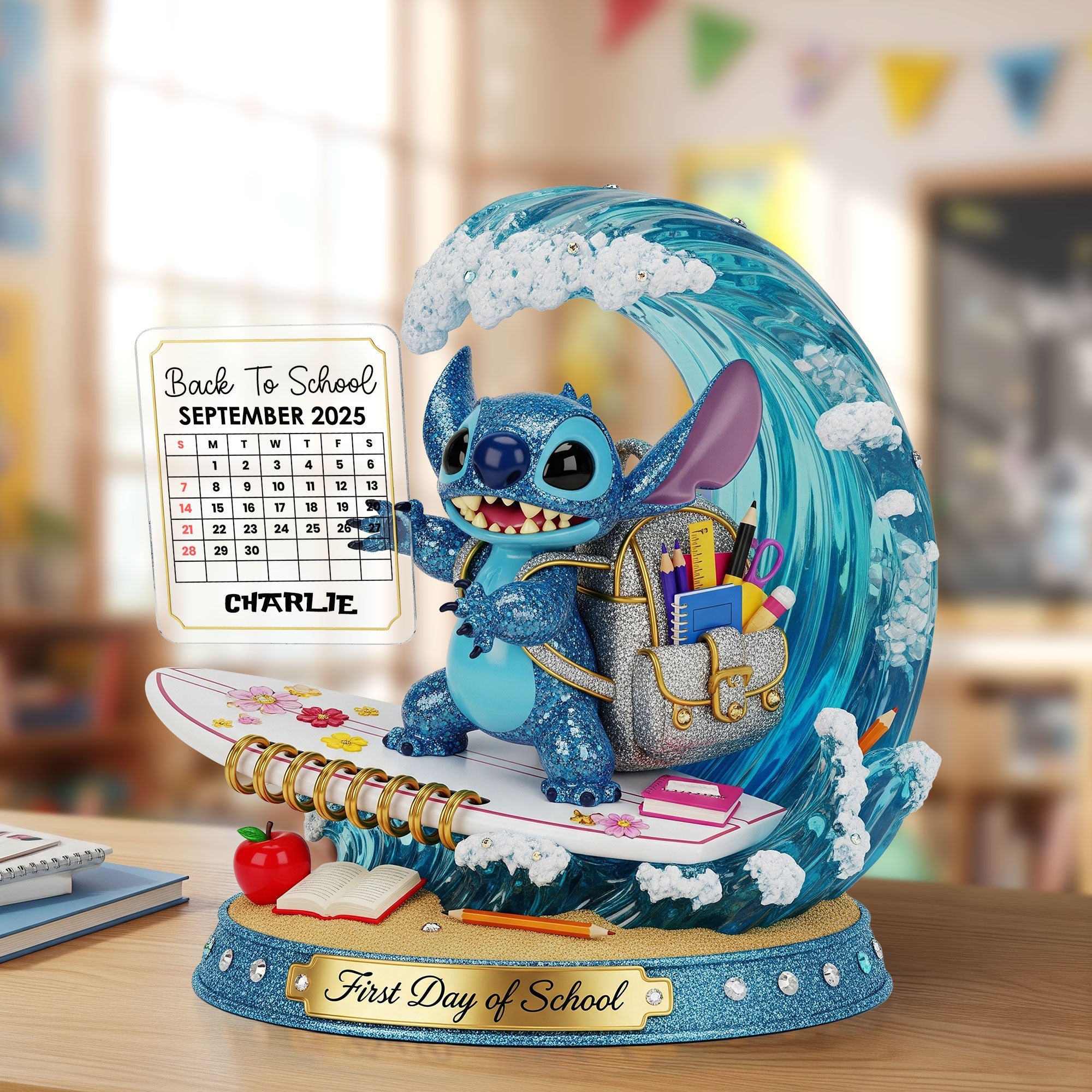 Ride the Wave of Joy: Back to School Blue Monster Plaque - Personalized Gift for Kids Shaped Plaques PopCulturePrints