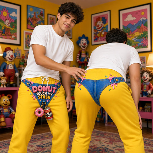 Donut Touch My Stash - Funny Dad Lounge Sweatpants Shorts and Pants PopCulturePrints
