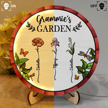 Load image into Gallery viewer, Grandma&#39;s Garden - Personalized LED Light Wooden Plaque for Special Moments LED Light Wooden Plaque PopCulturePrints
