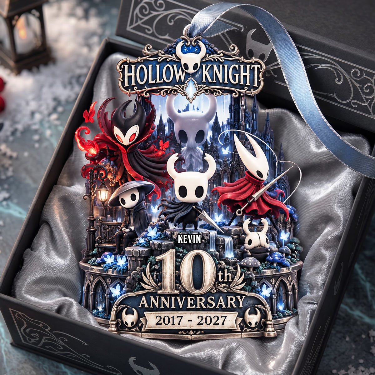 "Embrace the Darkness, Celebrate Your Love" - Dark Fantasy Anniversary Acrylic Ornament - Personalized Gift for Gamers