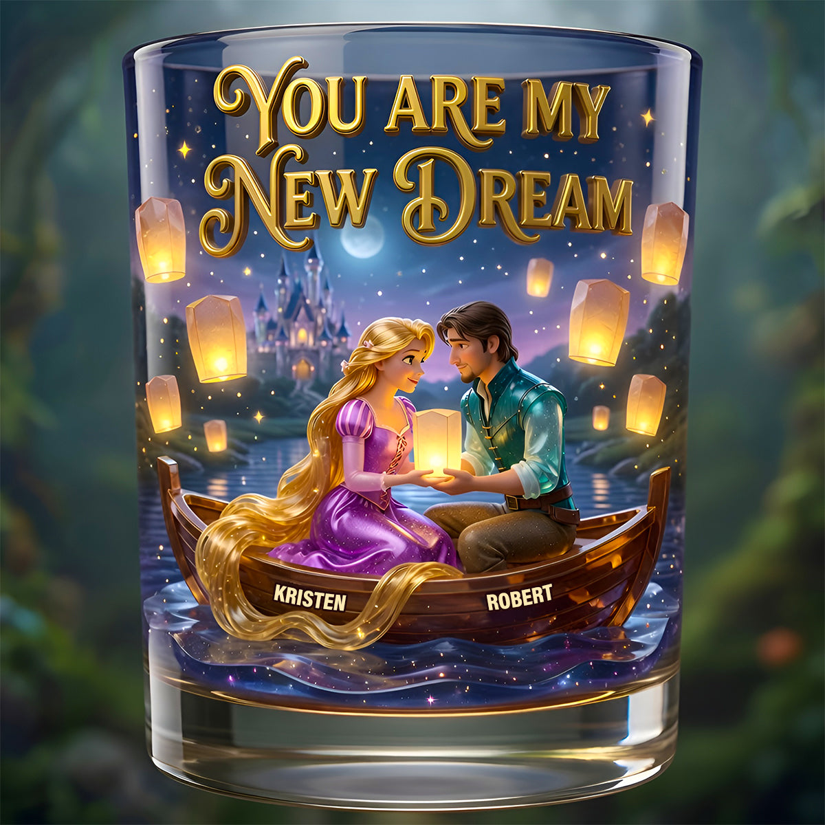 You Are My New Dream - Personalized Fairytale Couple Glass - Perfect Gift for Romantic Occasions Glass PopCulturePrints