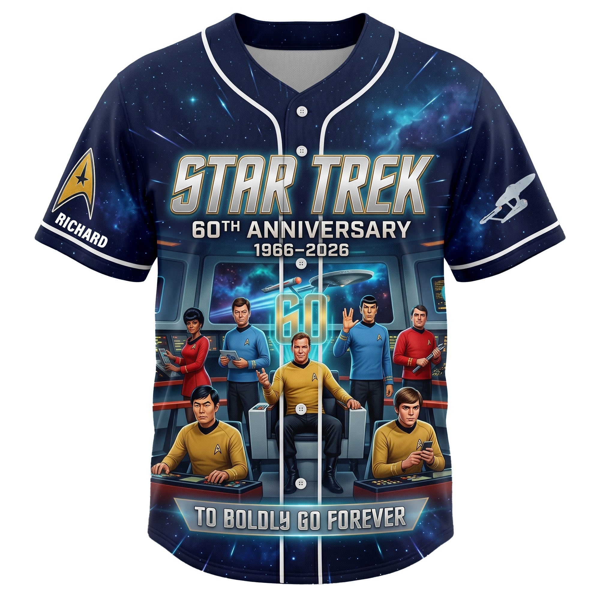 "To Boldly Go Forever" - Customizable 60th Anniversary Baseball Jersey - Perfect Gift for Star Trek Fans