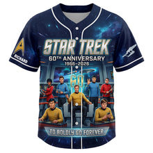 Load image into Gallery viewer, "To Boldly Go Forever" - Customizable 60th Anniversary Baseball Jersey - Perfect Gift for Star Trek Fans
