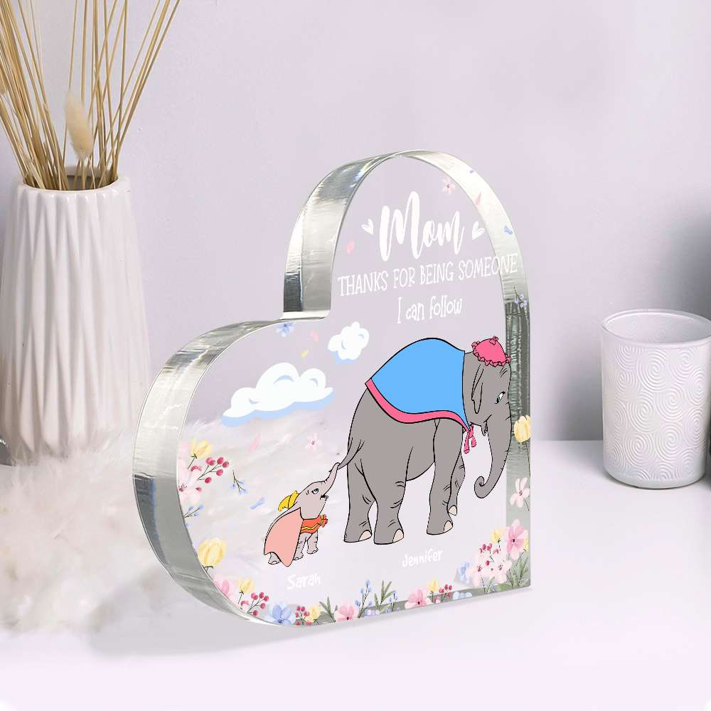 Personalized Mother's Day Heart Acrylic Plaque - Elephant Design Decorative Plaques PopCulturePrints