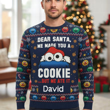 Load image into Gallery viewer, Dear Santa, I Made You a Cookie – Personalized Funny Ugly Sweater AOP Products PopCulturePrints
