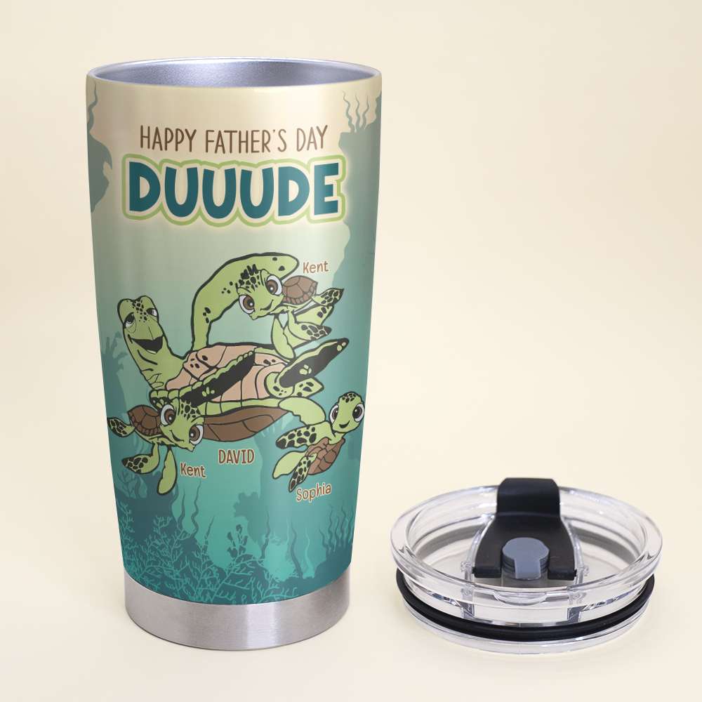 Personalized Turtle Family Tumbler - Father's Day Gift Tumbler Cup PopCulturePrints