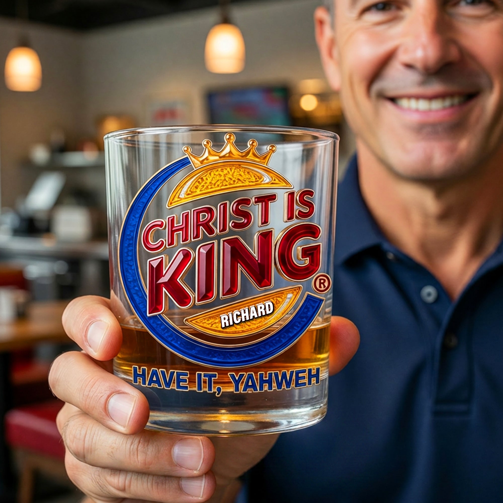 Crowned In Faith Round Glass - Personalized Christian Gift for Believers Glass PopCulturePrints