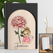 Load image into Gallery viewer, Bloom Where You&#39;re Planted - Personalized Wood Book Ends for Trendsetters and Book Lovers Wood Book Ends PopCulturePrints
