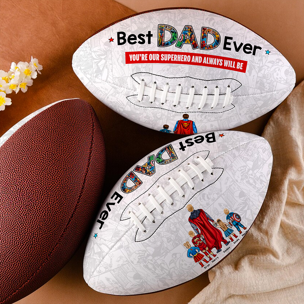 "You're Our Superhero!" Best Dad Ever - Personalized American Football Gift for Dad American Football PopCulturePrints