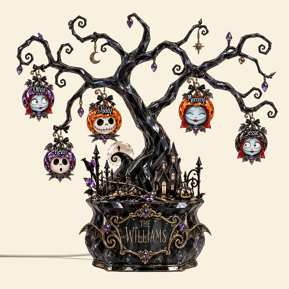 “Illuminate the Holidays with Spooktacular Charm” - Haunted Christmas Tree Light Box, Personalized Gift for Family
