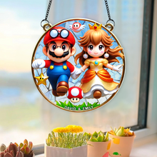 Load image into Gallery viewer, Personalized Mario &amp; Princess Peach Suncatcher Ornament for Couples Ornament PopCulturePrints

