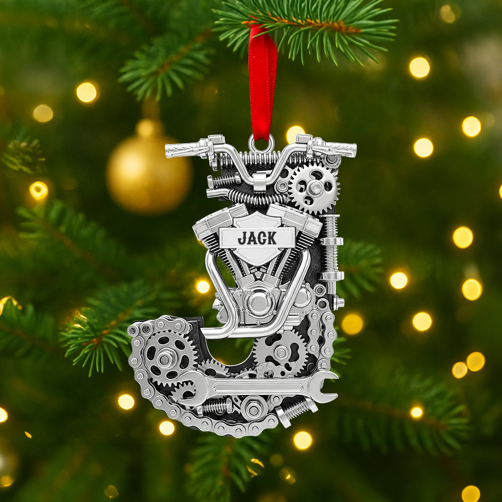 Ride in Style: Motorcycle Engine Initial Letter Acrylic Ornament - Personalized Gift for Bikers Ornament PopCulturePrints