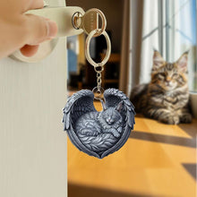 Load image into Gallery viewer, &quot;A Paw-sitive Reminder of Love&quot; - Cat In Heaven Acrylic Keychain - Personalized Gift for Cat Lovers Keychains PopCulturePrints
