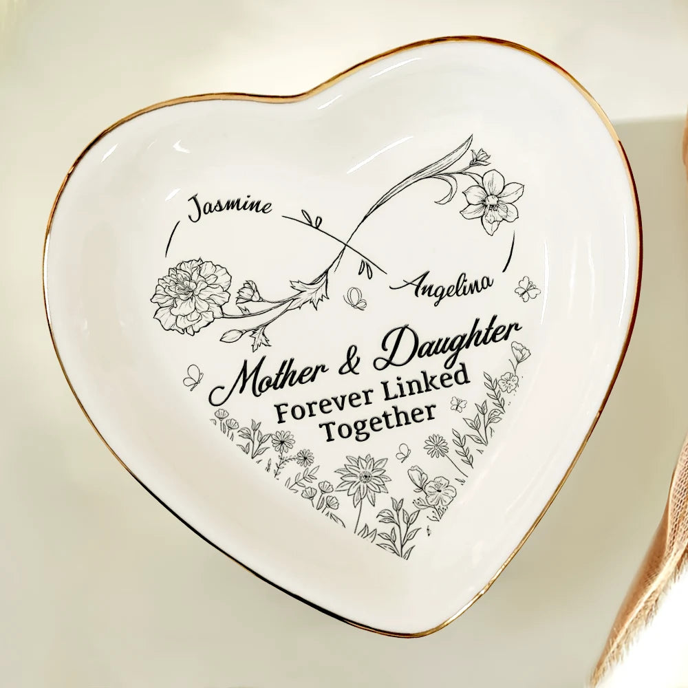 Mother & Daughter: A Bond That Can't Be Broken - Personalized Heart Ring Dish Ring Dish PopCulturePrints
