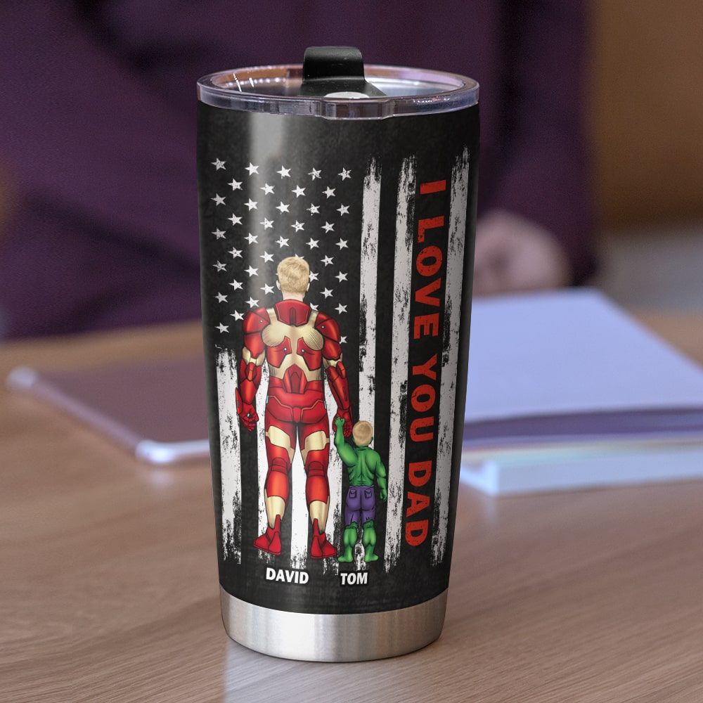 Personalized Superhero Dad Tumbler - Father's Day Gift