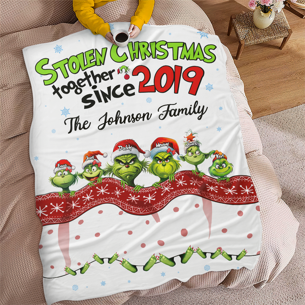 Custom Christmas Family Blanket - Stolen Christmas Together Design