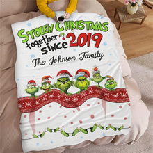 Load image into Gallery viewer, Custom Christmas Family Blanket - Stolen Christmas Together Design
