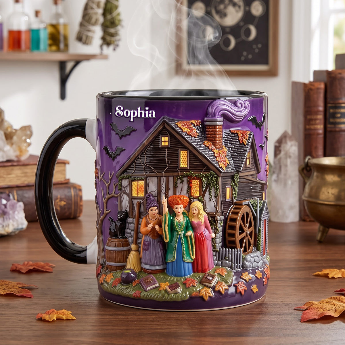 “Spooktacular Sips Await!” - Macabre Spell Sisters Coffee Mug - Personalized Gifts for Halloween