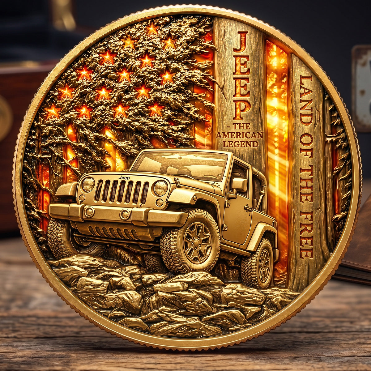Adventure Awaits: Sunset American Forest Trail Coin - Personalized Gift for Off-road Lovers