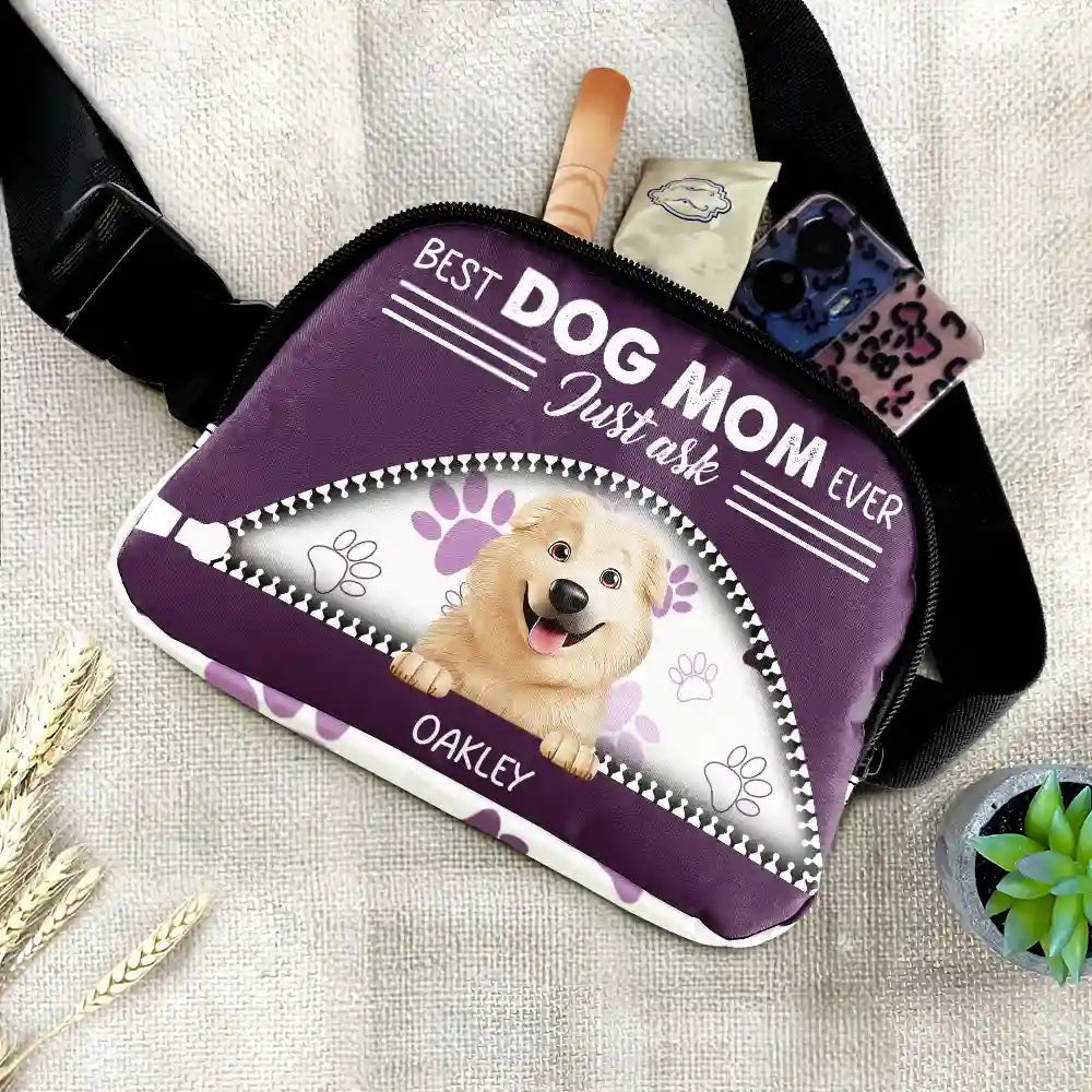 Best Dog Dad Ever Just Ask - Personalized Crossbody Belt Bag Crossbody Belt Bag PopCulturePrints