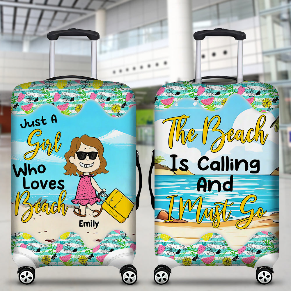 Personalized Beach Lover Suitcase Cover