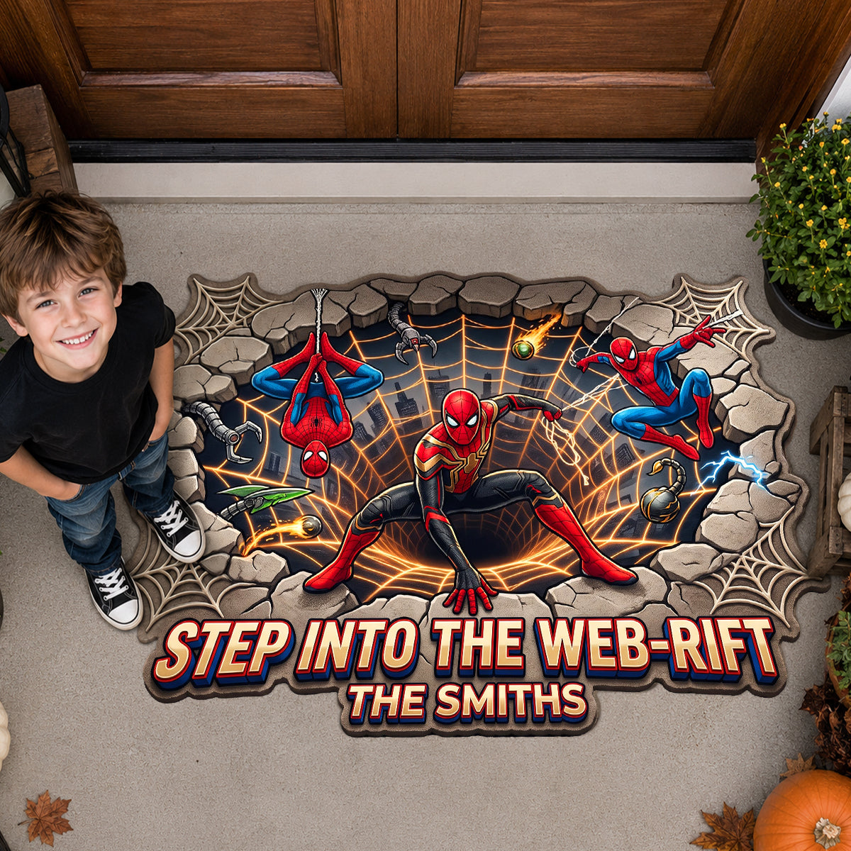 Step Into The Web Rift Doormat - Personalized Gift for Spider-Man Fans