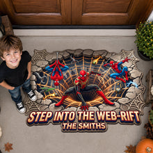 Load image into Gallery viewer, Step Into The Web Rift Doormat - Personalized Gift for Spider-Man Fans
